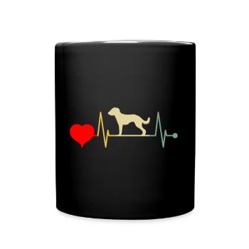Bedlington Whippet Hund Vintage Herzschlag - Tasse einfarbig - Schwarz - Vorne