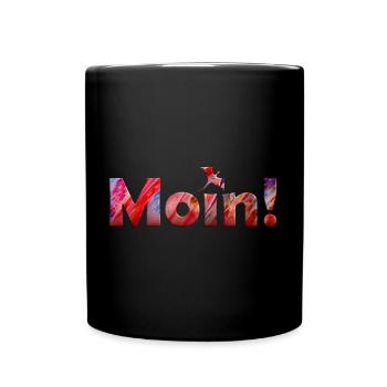 Moin Drache in Rot - Tasse einfarbig - Schwarz - Vorne
