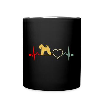Kerry Blue Terrier Dog Vintage Retro Heartbeat - Mug uni - noir - Devant