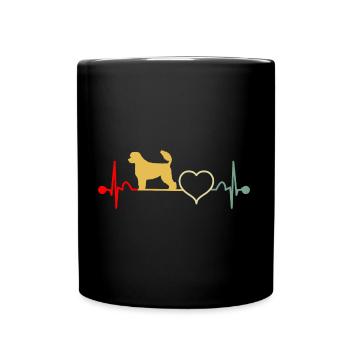 Portuguese Water Dog Portie PWD Herzschlag Vintage - Tasse einfarbig - Schwarz - Vorne