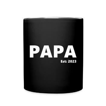 Endlich Vater - Geburt u.stolzer Vater 2023 - Papa - Tasse einfarbig - Schwarz - Vorne