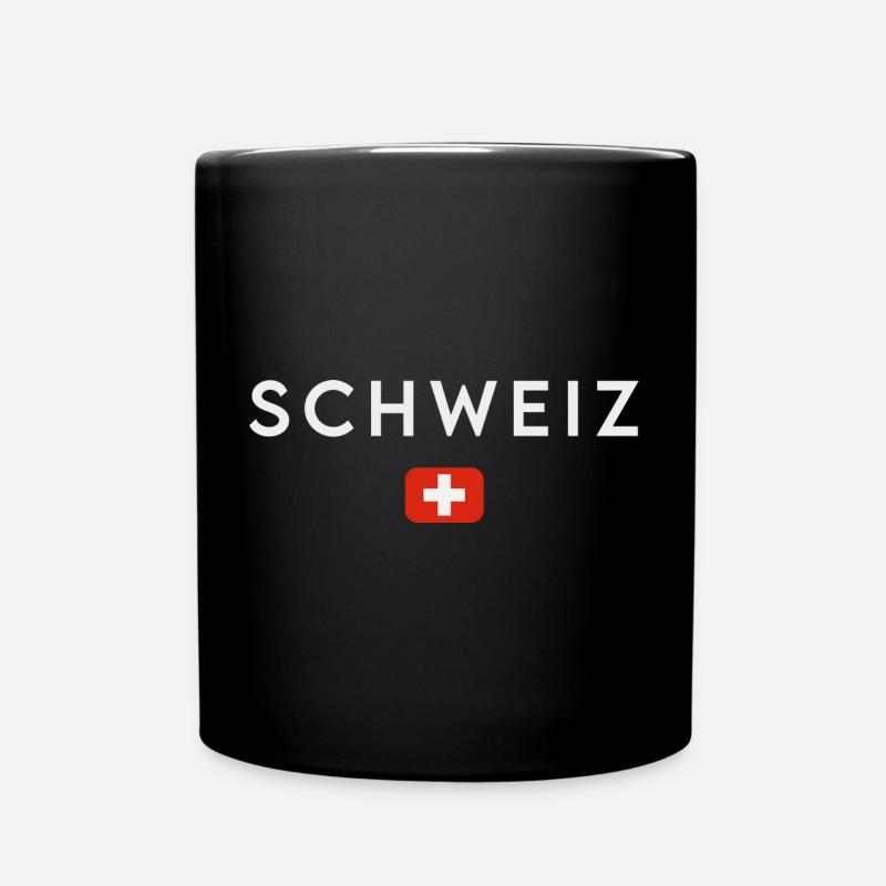 Flagge der Schweiz, Schweizer Stolz - Tasse einfarbig - Schwarz