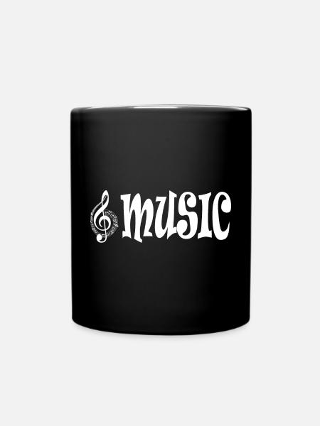 Music - Retro Classic Typography Style - Full Colour Mug - black