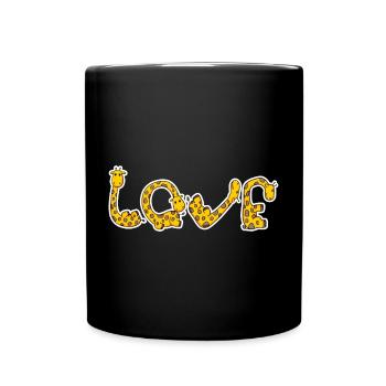 Giraffe LOVE Yoga - Tasse einfarbig - Schwarz - Vorne