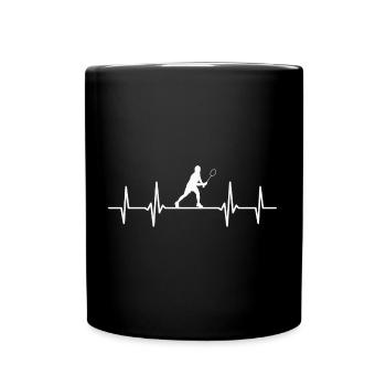 badminton heartbeat badminton sport - Full Colour Mug - black - Front