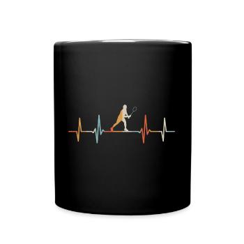 badminton heartbeat badminton sport - Full Colour Mug - black - Front