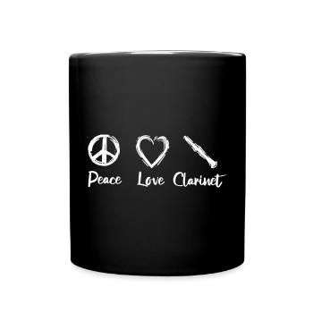 Peace Love Clarinet - Tasse einfarbig - Schwarz - Vorne
