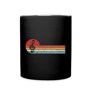 Music Key Retro Treble Clef Musician - Full Colour Mug - black - Front