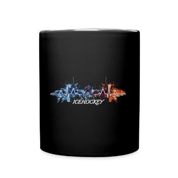 Heartbeat Hockey Heart beat ECG - Full Colour Mug - black - Front