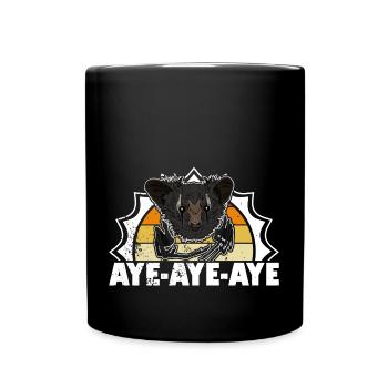 Aye-Aye-Aye Primat Lemur Madagaskar Retro - Tasse einfarbig - Schwarz - Vorne