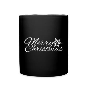 Joyeux Noël avec flocon de neige - Mug uni - noir - Devant
