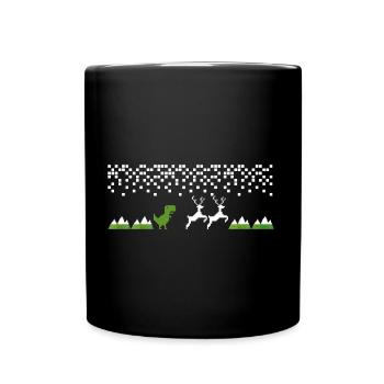 Dinosaurier Weihnachten Frohe Pixel Weihnachten - Tasse einfarbig - Schwarz - Vorne