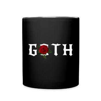 Gothic, Gothic-Thema mit roter Rose - Tasse einfarbig - Schwarz - Vorne