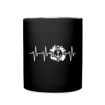pulse, compass, heartbeat, icon, north, sea, sea - Full Colour Mug - black - Front