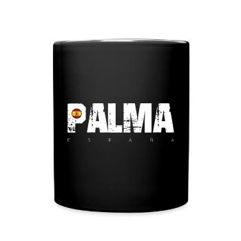 Palma Distressed Text with Spain Flag - Full Colour Mug - black - Front