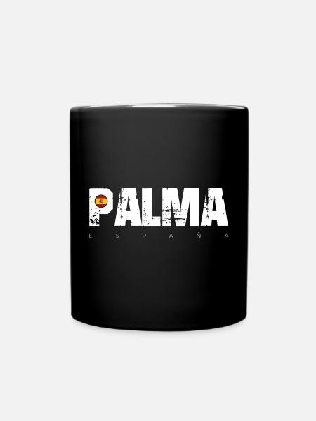 Palma Texte en détresse avec drapeau espagnol - Mug uni - noir