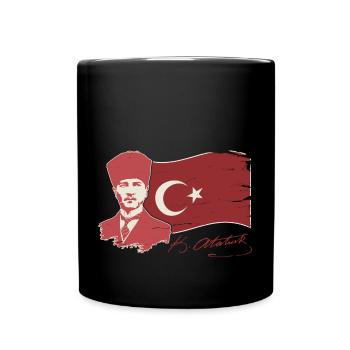 Atatürk Turkey Flagge Autogramm Kemal Silhouette - Tasse einfarbig - Schwarz - Vorne