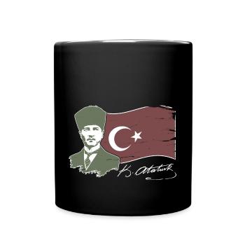 Atatürk Turkey Flagge Autogramm Kemal Silhouette - Tasse einfarbig - Schwarz - Vorne