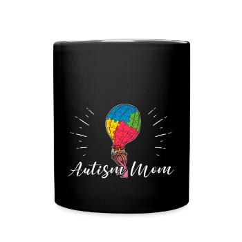 Autism Mom Luftballon Autist Puzzleteil - Tasse einfarbig - Schwarz - Vorne