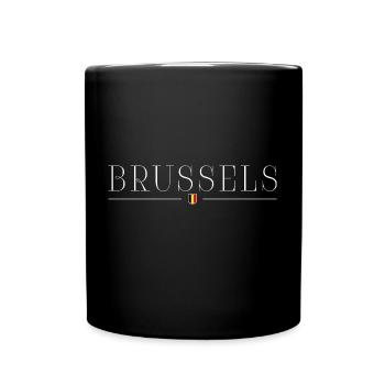 Brussels: elegance, chocolate, character - Full Colour Mug - black - Front