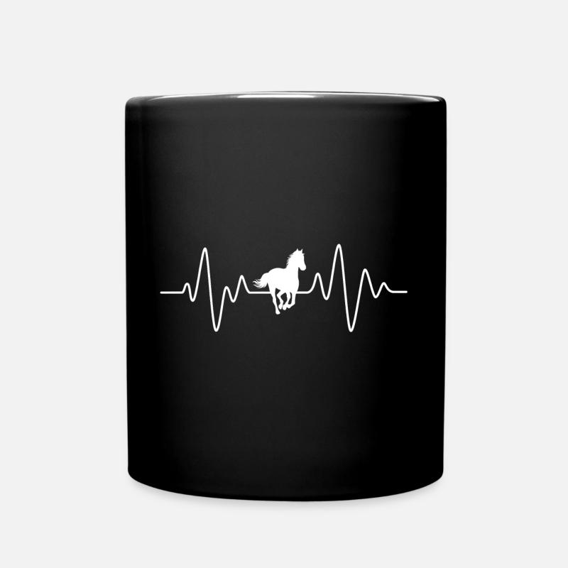 Pferde Herzschlag Reiten Liebe - Tasse einfarbig - Schwarz