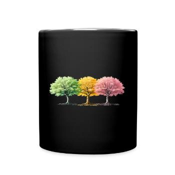 Colorful trees even in winter summer spring tree - Full Colour Mug - black - Front