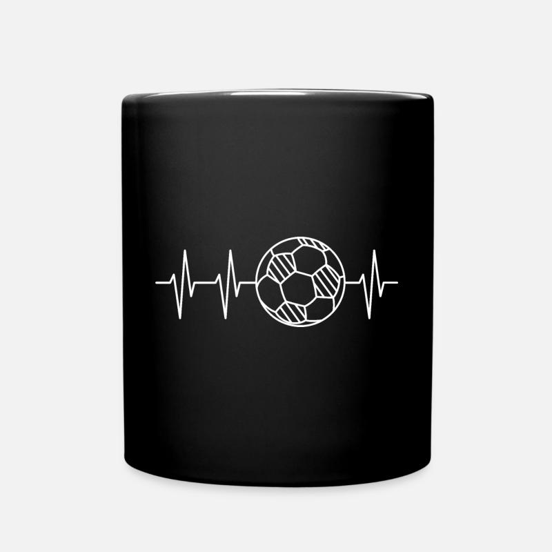 minimal Fußball Herzschlag Mannschaft Linien icon - Tasse einfarbig - Schwarz