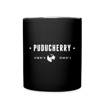 PUDUCHERRY Stilisierte Geographische Koordinaten - Tasse einfarbig - Schwarz - Vorne