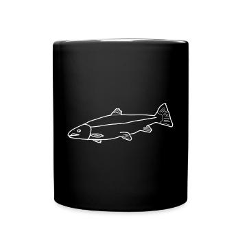 Lachs lineart - Tasse einfarbig - Schwarz - Vorne