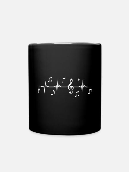 Musik ist mein Herzschlag - Tasse einfarbig - Schwarz
