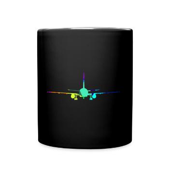Kommerzielles Flugzeug Regenbogen Flugzeuge - Tasse einfarbig - Schwarz - Vorne