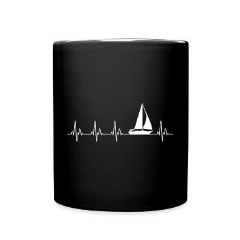 Segelboot Heartbeat Nautical Design - Tasse einfarbig - Schwarz - Vorne