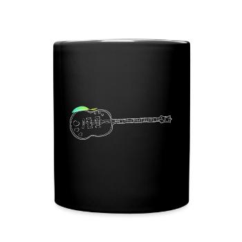 White Guitar Outline with Heart Motif - Full Colour Mug - black - Front