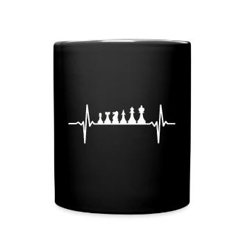 Schach Herzschlag Lustiger Schachspieler - Tasse einfarbig - Schwarz - Vorne
