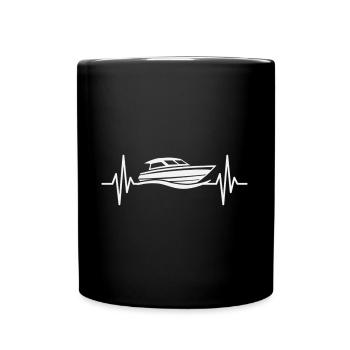 Motor Boat Heartbeat Motorboating Captain - Full Colour Mug - black - Front