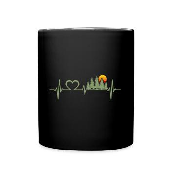 Wald Herzschlag Natur Bäume Wildnis Outdoor - Tasse einfarbig - Schwarz - Vorne