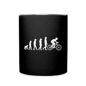 Evolution Fahrrad / Fahrradfahrer - Tasse einfarbig - Schwarz - Vorne