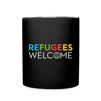 refugees welcome asylrecht bleiberecht für alle - Tasse einfarbig - Schwarz - Vorne
