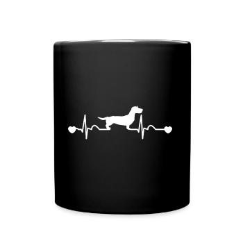 Dachshund Rauhaardackel Herzschlag Geschenk - Tasse einfarbig - Schwarz - Vorne