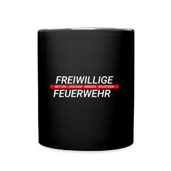 Freiwillige Feuerwehr ONE 2 Schriftzug - Tasse einfarbig - Schwarz - Vorne