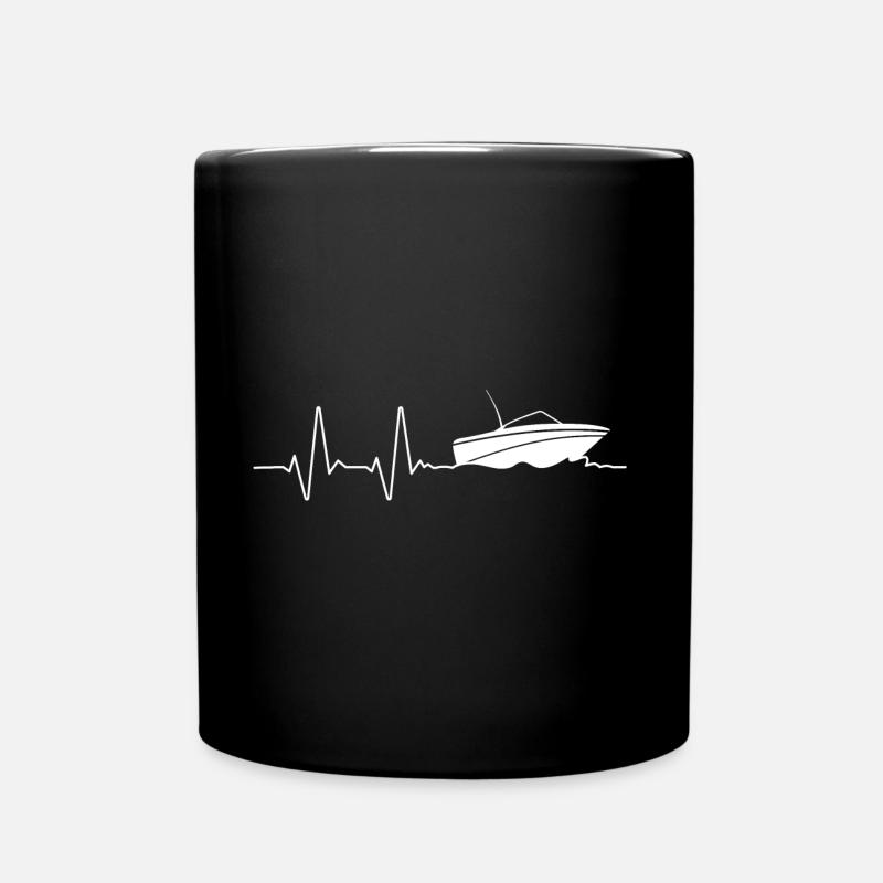 Boot Bootfahren Herzfrequenz Motorboot Geschenk - Tasse einfarbig - Schwarz