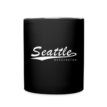 Seattle Schriftzug Stil mit Stadtlinie - Tasse einfarbig - Schwarz - Vorne