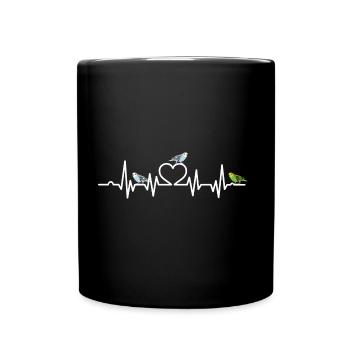 Heartbeat heart line budgie - Full Colour Mug - black - Front