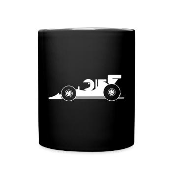 Racing Formula Car Comic Cartoon Race Car Team - Full Colour Mug - black - Front