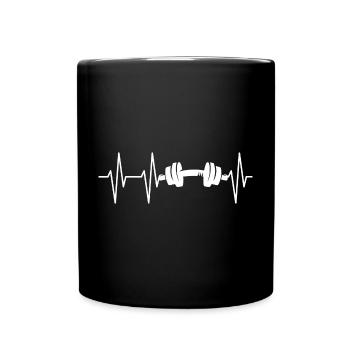 Dumbbell Fitness Heartbeat Bodybuilding Weights - Full Colour Mug - black - Front