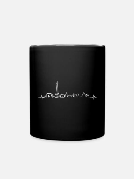 Herzschlag Paris Hauptstadt Denkmal Silhouette - Tasse einfarbig - Schwarz