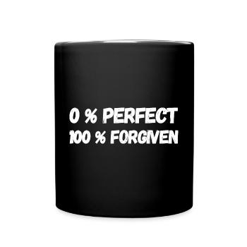 0% Perfect 100 Forgiven Jesus Faith Gift Idea - Full Colour Mug - black - Front