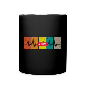 Heartbeat with Live in Vintage - Retro Look - Full Colour Mug - black - Front
