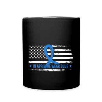 En avril, nous portons Blue Autism Awareness - Mug uni - noir - Devant