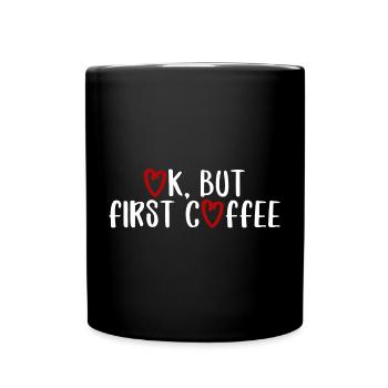 ok premier café café disant police petit déjeuner - Mug uni - noir - Devant